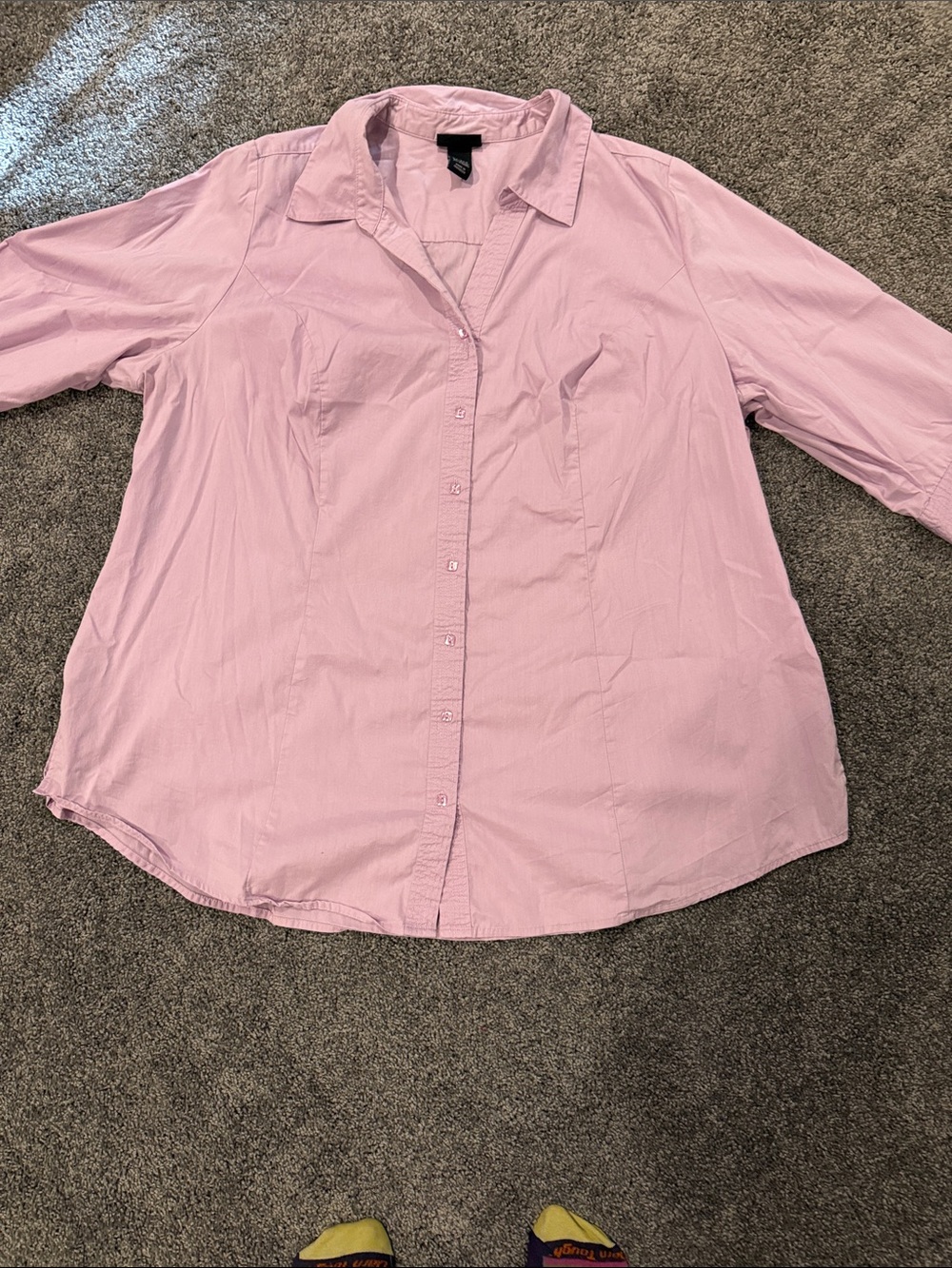 Lane Bryant Light Pink Button-Front Collared Shirt